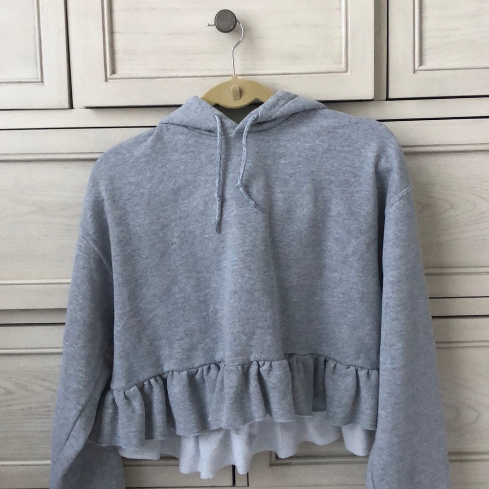 Urban outfitters ruffle hem hoodie